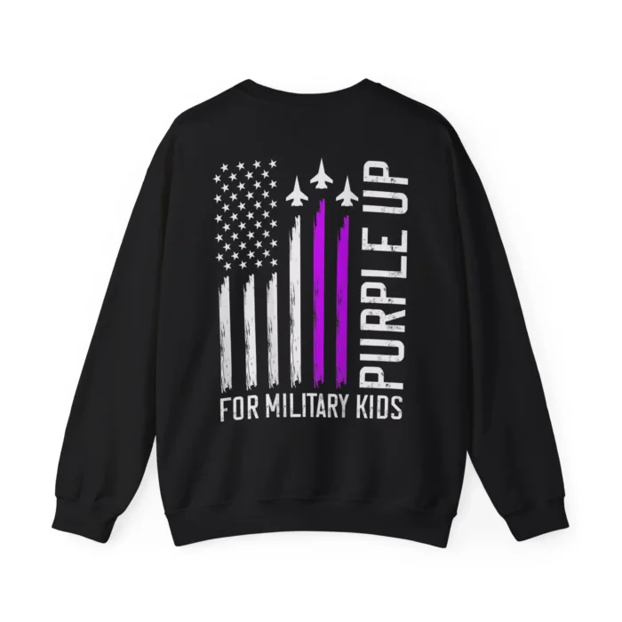 (On Back) Purple Up For Military Kids Sweatshirt