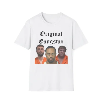 Scottie Scheffler, Tiger Woods, & John Daly Original Gangstas Mugshot t-Shirt