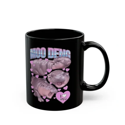 Moo Deng Black Mug