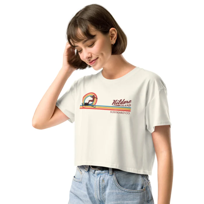 Girl Surfing Kildare Island Crop Top
