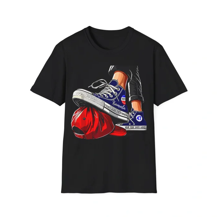 Kamala Chucks Stepping on Trump Hat Shirt