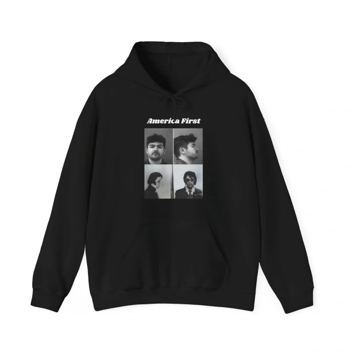 Nick Fuentes and Elvis Presley Mugshot America First Hoodie