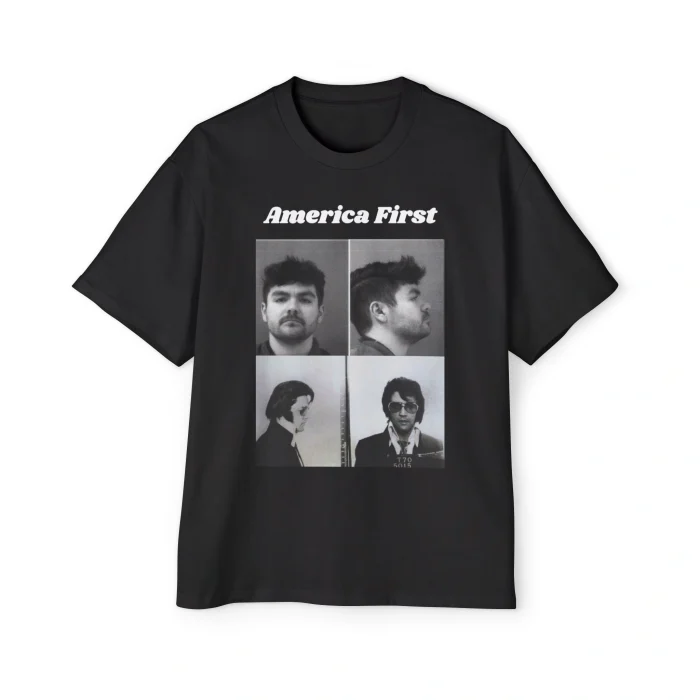 Nick Fuentes and Elvis Presley Mugshot America First Premium Shirt