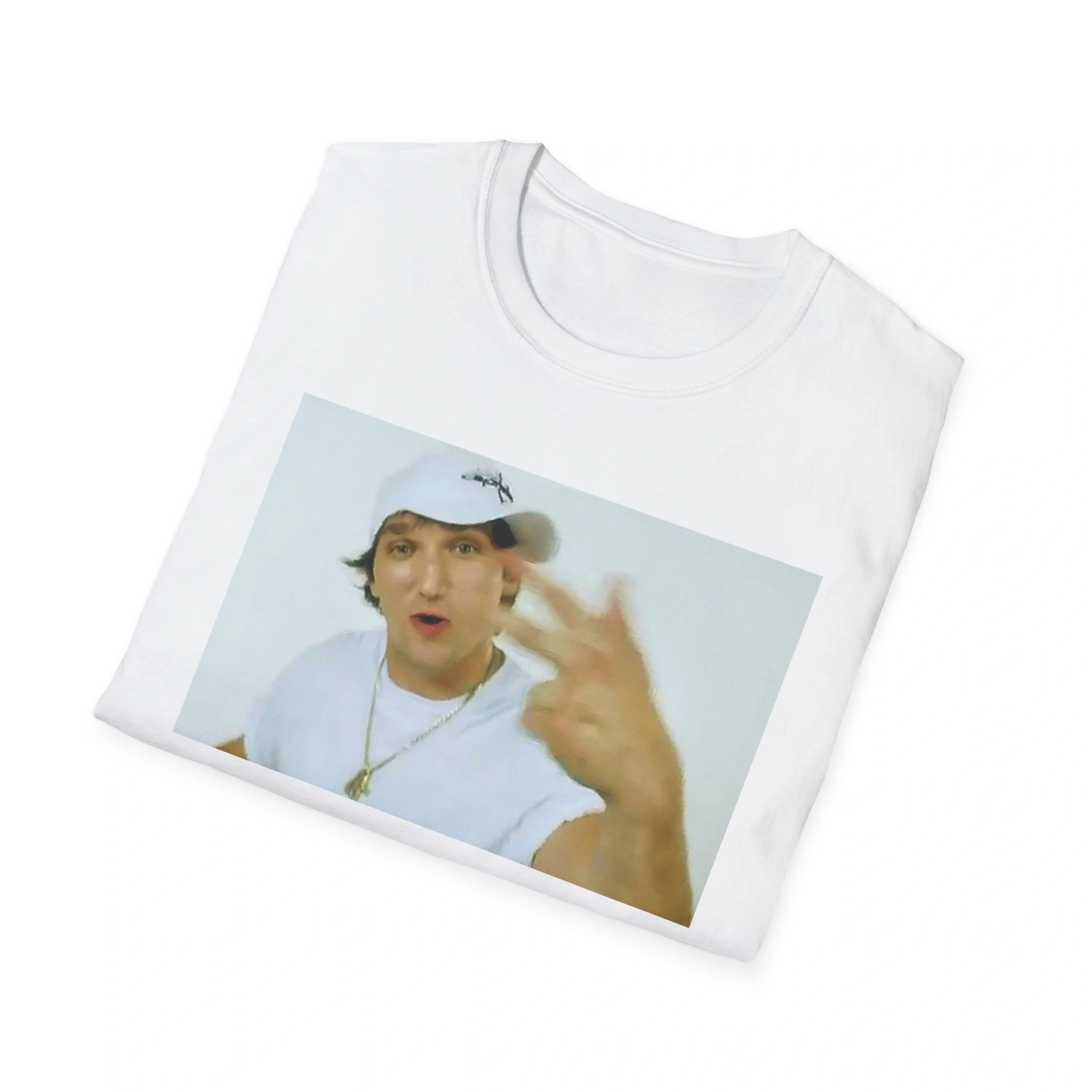 A white T-shirt featuring Alex Ovechkin animatedly rapping in a white cap and shirt—perfectly capturing the energy of the "Alex Ovechkin Rapping Shirt. A white T-shirt featuring Alex Ovechkin animatedly rapping in a white cap and shirt—perfectly capturing the energy of the "Alex Ovechkin Rapping Shirt.