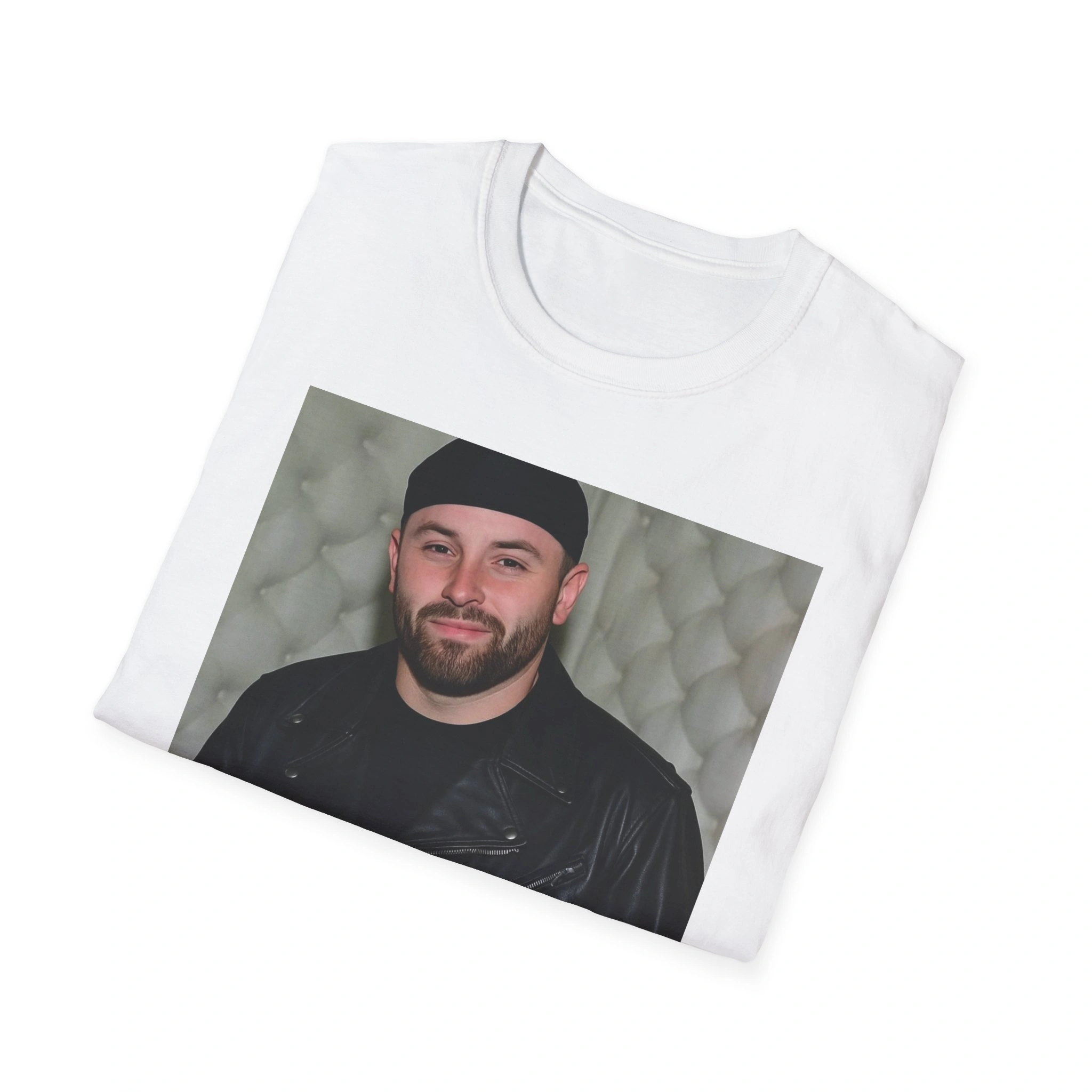 The "God Forbid A White Boy Get A Lil Motion Shirt" is a white tee featuring a printed photo of a bearded man in black attire against a tufted backdrop, making a bold statement with its eye-catching design. The "God Forbid A White Boy Get A Lil Motion Shirt" is a white tee featuring a printed photo of a bearded man in black attire against a tufted backdrop, making a bold statement with its eye-catching design.