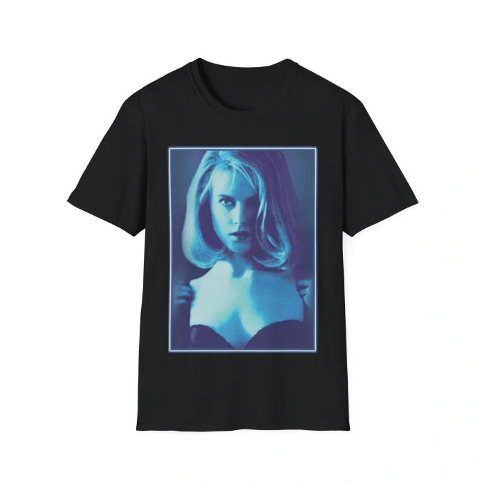Black t-shirt with monochrome portrait of Nicole Kidman and title To Die For, worn as a 30th anniversary tribute.