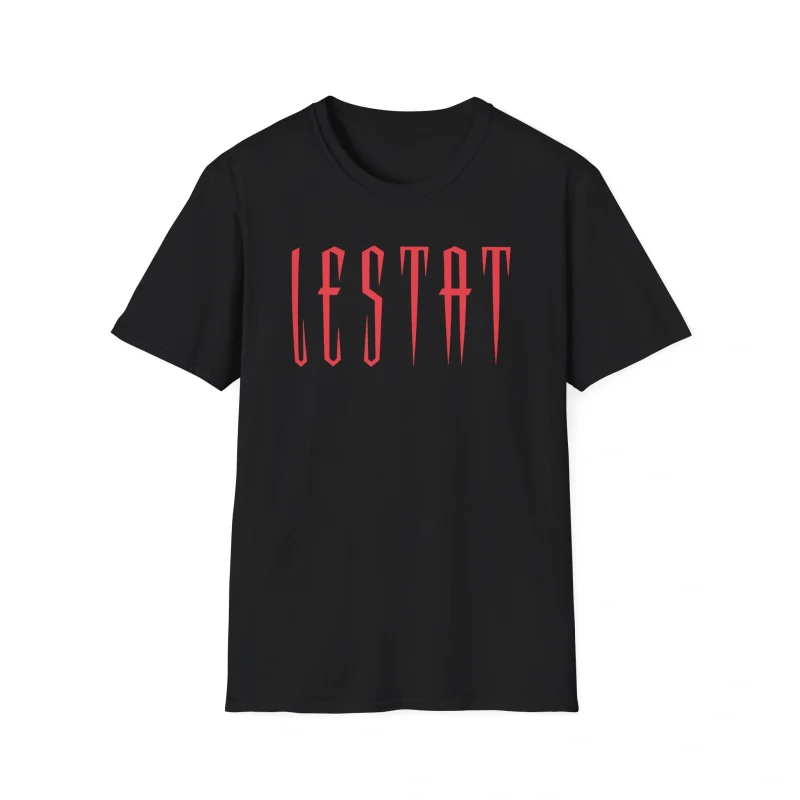 The Lestat Shirt is a black tee featuring bold, red, gothic-style "LESTAT" lettering across the chest—a must-have for fans of iconic characters.